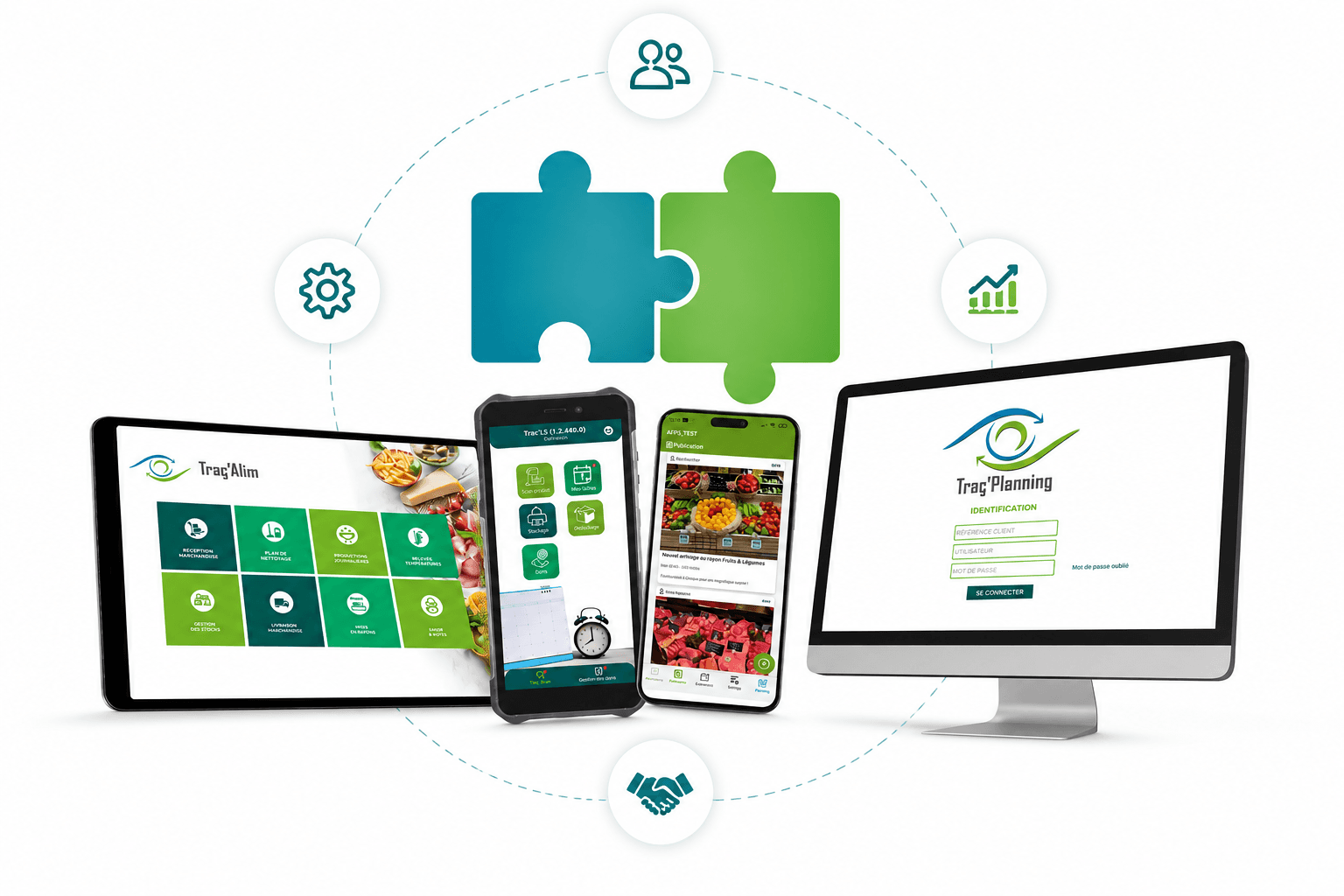 Employé de grande distribution utilisant Traç'Alim sur tablette au rayon boucherie