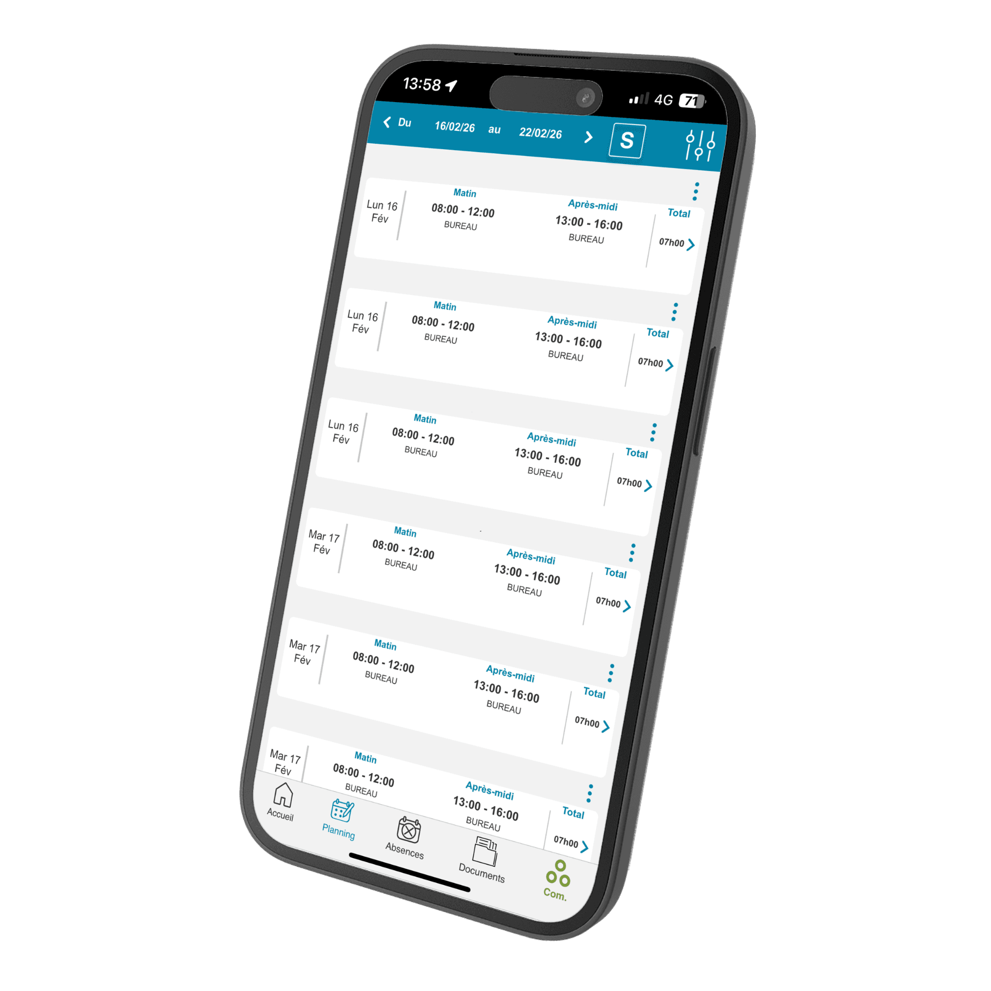 Application mobile Traç'Planning sur smartphone